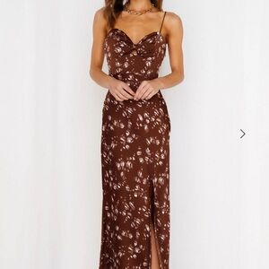 Hello Molly “Gimme Whiplash” Brown and White Maxi Dress